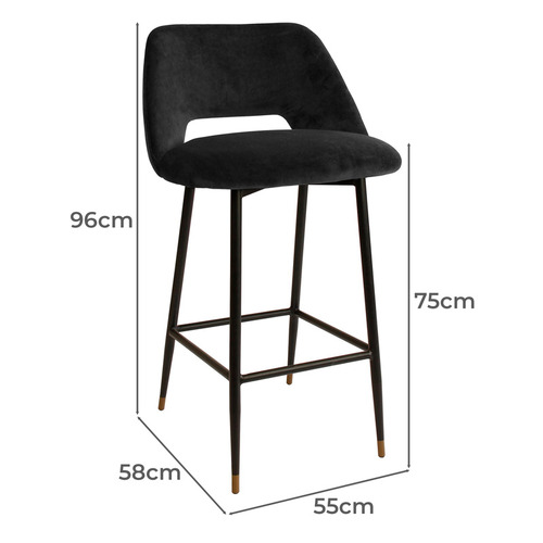 75cm Presley Velvet Barstool Temple Webster